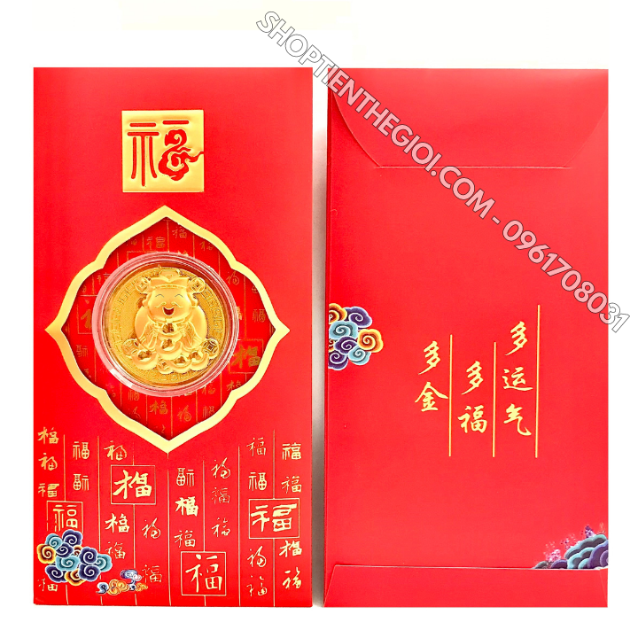 Bao Lì Xì Đồng Xu Thần Tài Cute Mạ Vàng - SP005982